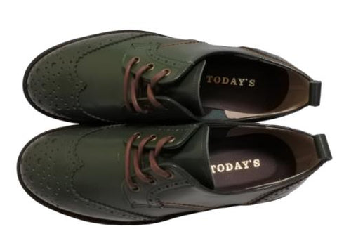 【TODAY'S 5528 ブルー】本革メダリオンウイングチップトラッドシューズ